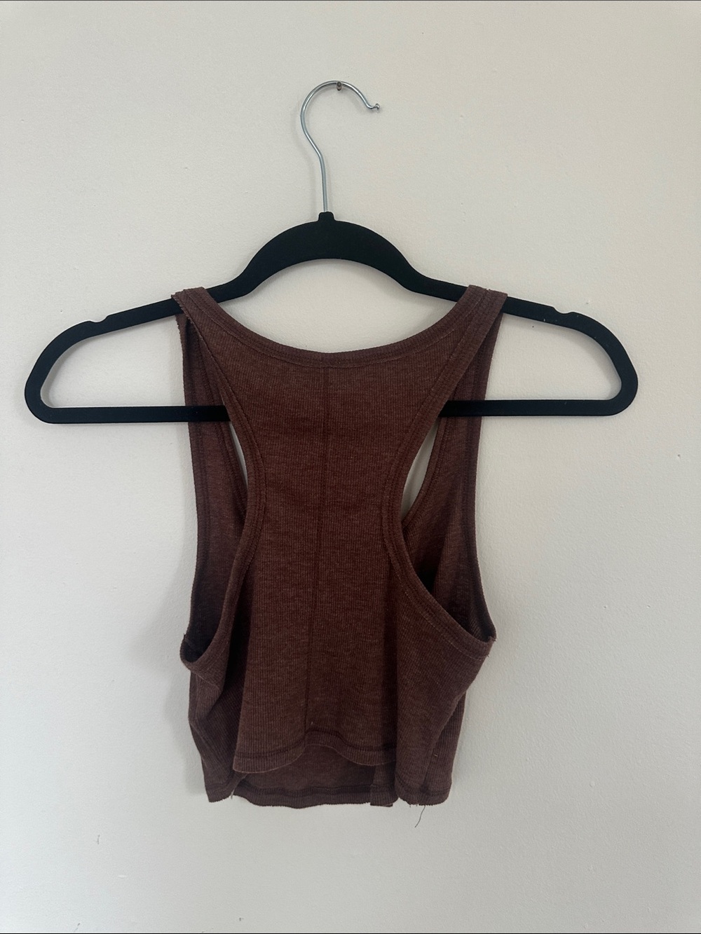 Free People Chocolate Brown Ribbed Racerback Crop - Picture 3 of 4